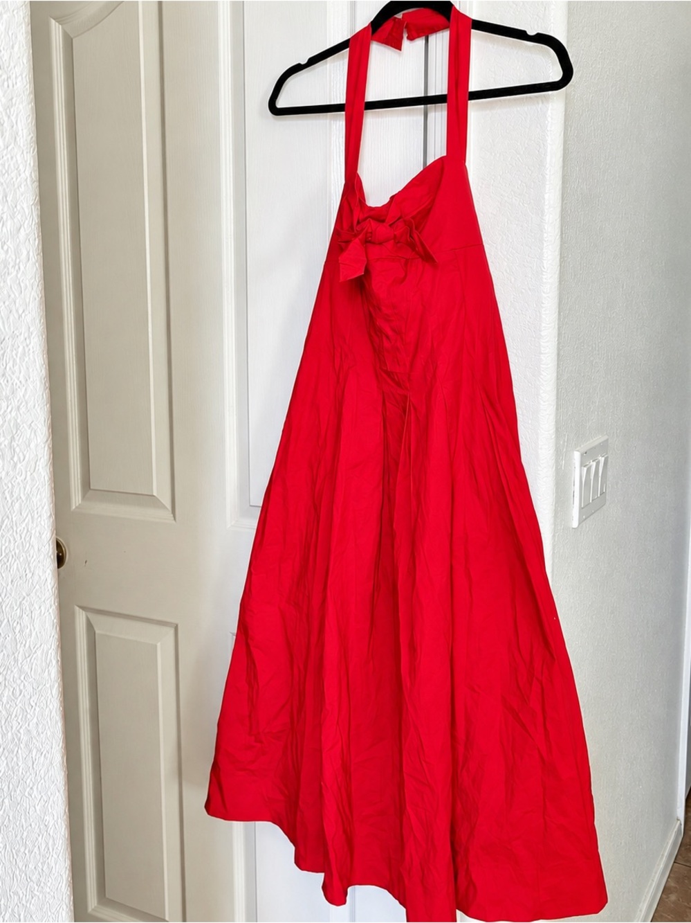 ASTR the Label Janae Red Halter Midi Dress with Bow – Size XS